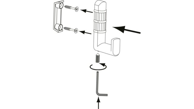Haken Stroh-Hook Druckguss eisenfarbig gebürstet matt - 80 mm lang  vor weißem Hintergrund