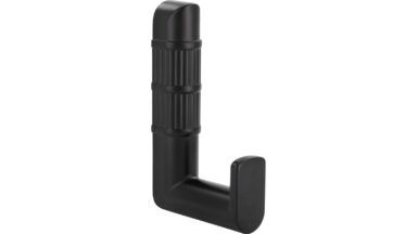Haken Stroh-Hook Druckguss schwarz matt pulverbeschichtet - 80 mm lang vor weißem Hintergrund