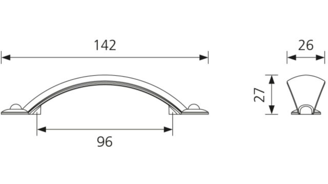 Landhausgriff Lahr Zamak messing brüniert - 142 mm lang  vor weißem Hintergrund