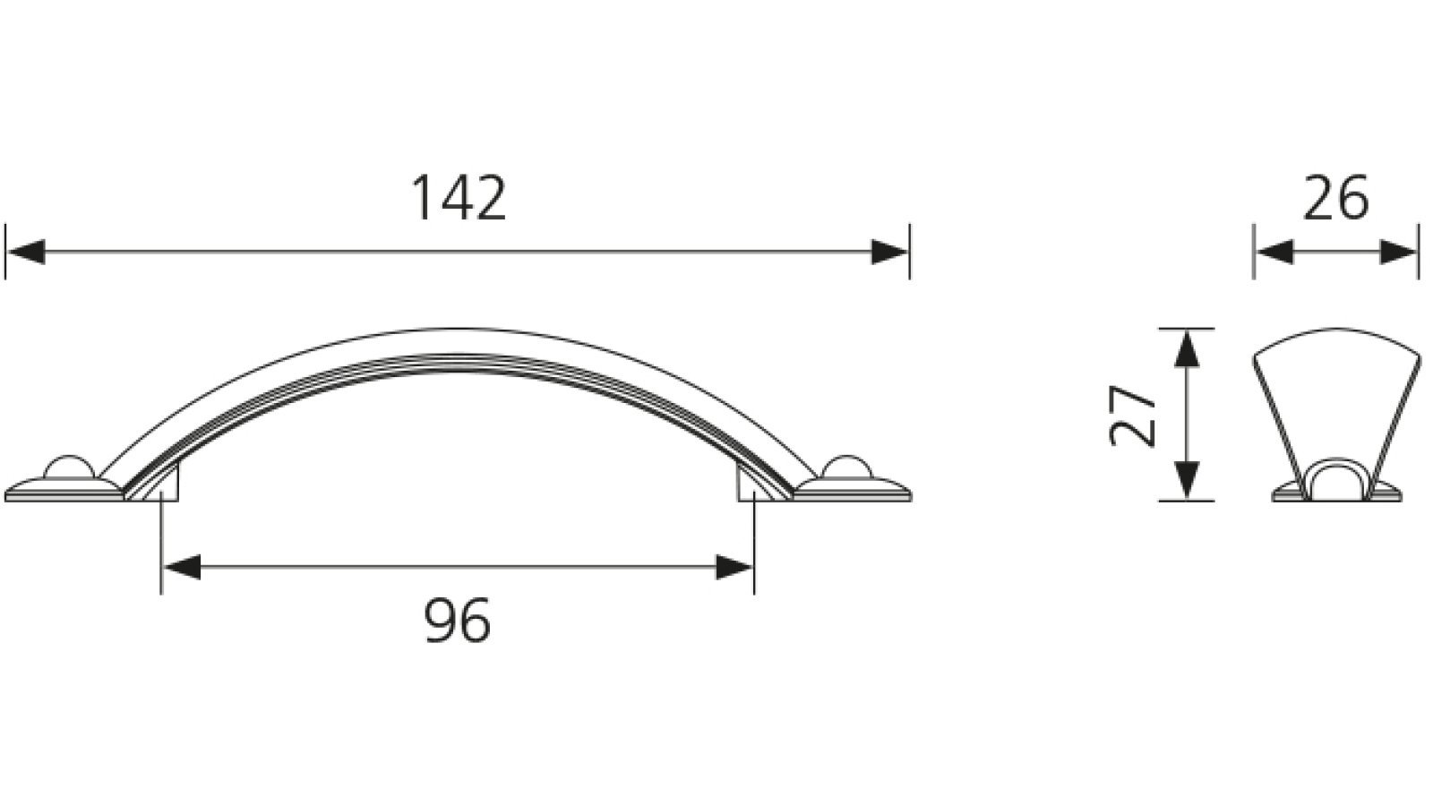 Landhausgriff Lahr Zamak messing brüniert - 142 mm lang  vor weißem Hintergrund