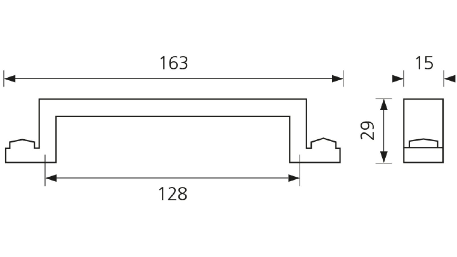 Landhausgriff Riesa Zamak messing brüniert - 163 mm lang  vor weißem Hintergrund