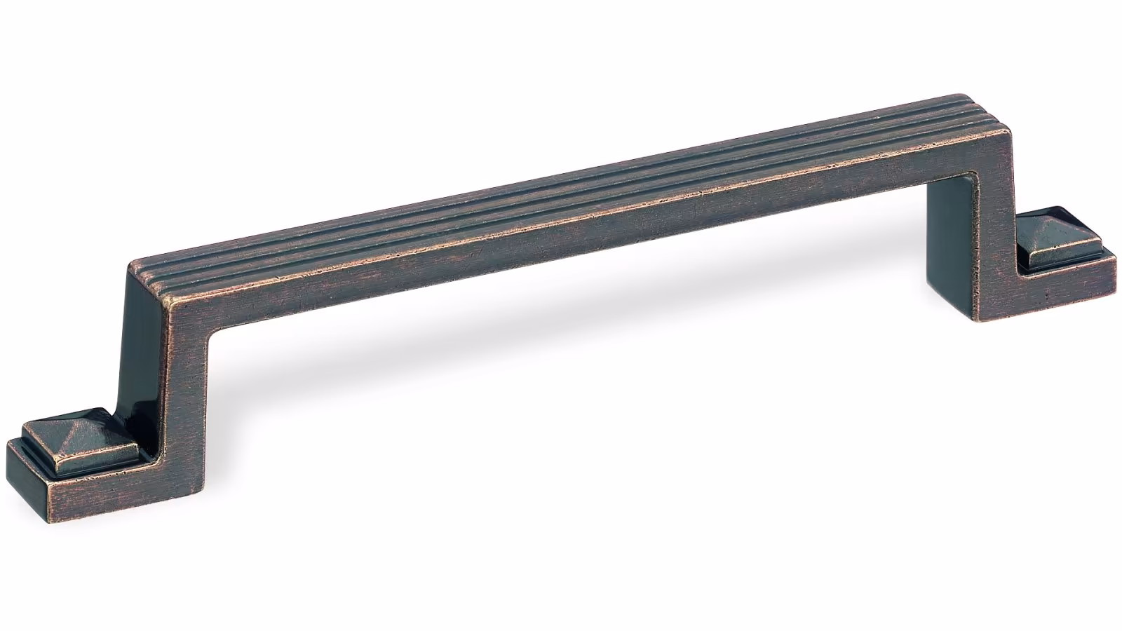 Landhausgriff Riesa Zamak messing brüniert - 163 mm lang  vor weißem Hintergrund