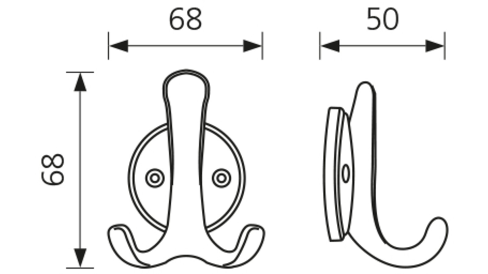 Mantelhaken Kornwestheim Zamak brüniert - 75 mm lang  vor weißem Hintergrund