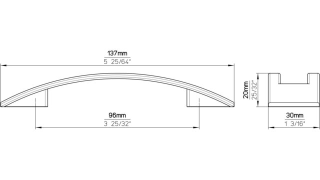 Griff Erwitte Zinkdruckguß - vernickelt feingeschliffen - 137 mm lang  vor weißem Hintergrund