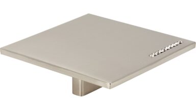 Griff Großostheim Zinkdruckguß - vernickelt feingeschliffen, Swarovski® - kristalle - 80 mm lang vor weißem Hintergrund