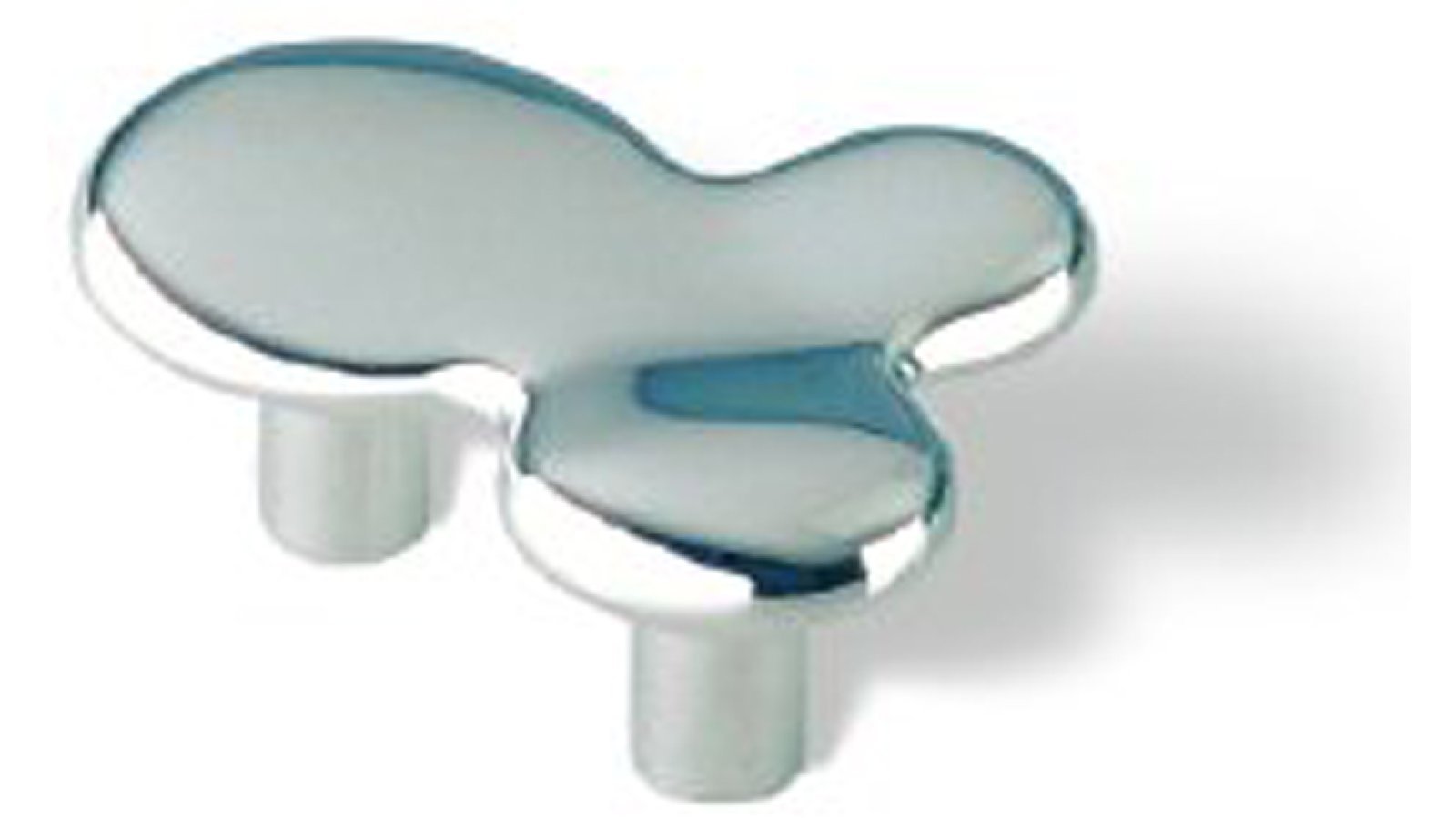 Griff Hemer Zinkdruckguß - chrom glänzend - 64 mm lang  vor weißem Hintergrund