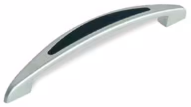 Griff Schwabach Zinkdruckguß - chrom matt, Kunststoff Gummieffekt - schwarz - 175 mm lang vor weißem Hintergrund