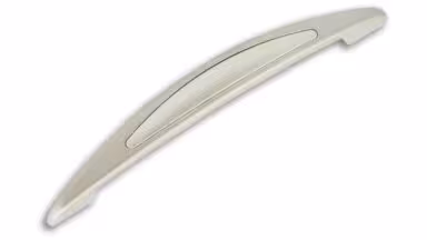 Griff Schwabach Zinkdruckguß - matt vernickelt, Kunststoff metallisiert - nickel - 175 mm lang vor weißem Hintergrund