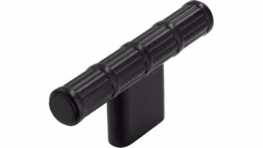 Griff Stroh-Mini Druckguss schwarz matt pulverbeschichtet - 69 mm lang vor weißem Hintergrund