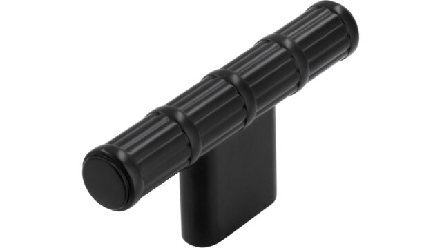Griff Stroh-Mini Druckguss schwarz matt pulverbeschichtet - 69 mm lang  vor weißem Hintergrund