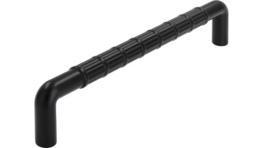 Griff Stroh Druckguss schwarz matt pulverbeschichtet - 171 mm lang vor weißem Hintergrund