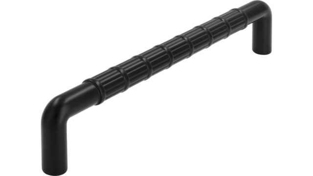 Griff Stroh Druckguss schwarz matt pulverbeschichtet - 171 mm lang vor weißem Hintergrund