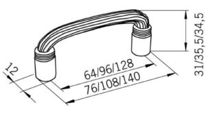 Griff Waldkirch Zinkdruckguß - altmessingfarbig brüniert getrommelt - 108 mm lang  vor weißem Hintergrund