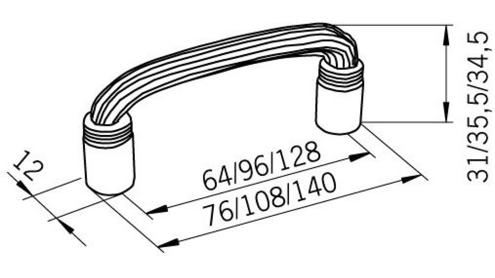 Griff Waldkirch Zinkdruckguß - altmessingfarbig brüniert getrommelt - 108 mm lang  vor weißem Hintergrund
