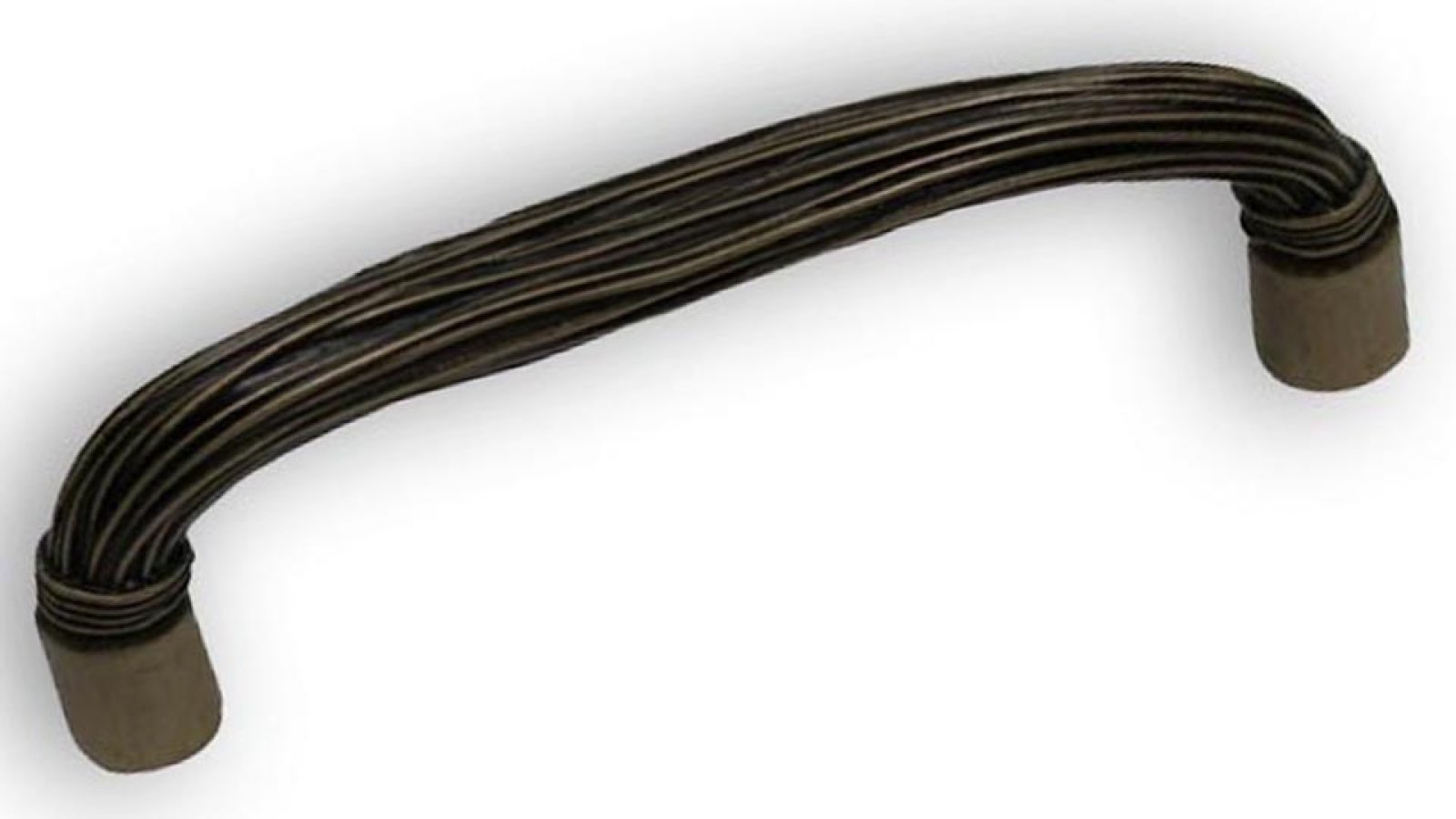 Griff Waldkirch Zinkdruckguß - altmessingfarbig brüniert getrommelt - 108 mm lang  vor weißem Hintergrund