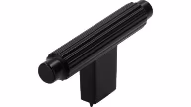 Knopf Mini-Stripes-Massiv Druckguss schwarz matt pulverbeschichtet - 70 mm lang vor weißem Hintergrund