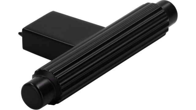Knopf Mini-Stripes-Massiv Druckguss schwarz matt pulverbeschichtet - 70 mm lang  vor weißem Hintergrund