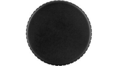 Knopf Steinau Druckguss schwarz matt pulverbeschichtet - 38 mm lang  vor weißem Hintergrund