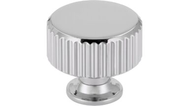 Knopf Stripes-Round-Massiv Druckguss chrom glänzend - 30 mm lang  vor weißem Hintergrund