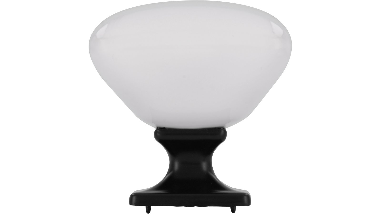 Knopf  Druckguss Porzellan weiß schwarz matt pulverbeschichtet - 34 mm lang  vor weißem Hintergrund