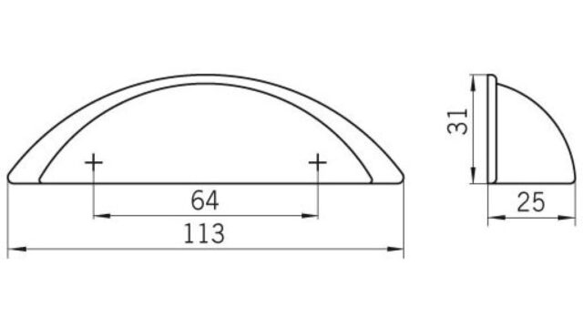 Muschel Dormagen Kunststoff Holzeffekt - rotbuchenfarbig - 113 mm lang  vor weißem Hintergrund