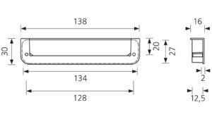 Muschelgriff Eberswalde Zamak verchromt poliert - 138 mm lang  vor weißem Hintergrund