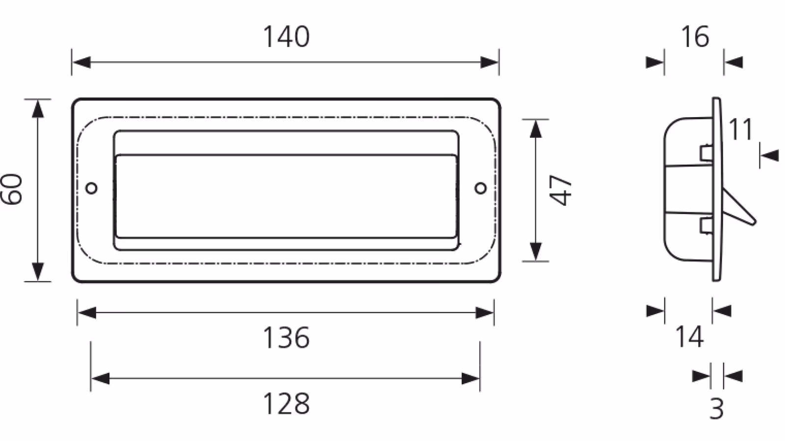 Muschelgriff Hennigsdorf Zamak verchromt matt - 140 mm lang  vor weißem Hintergrund