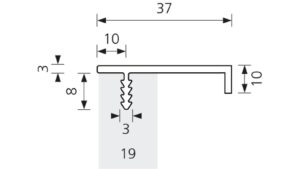 Profilgriff Kronach Aluminium edelstahlfinish - 495 mm lang  vor weißem Hintergrund