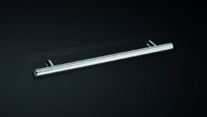 Stangengriff Burscheid Stahl verchromt poliert - 296 mm lang  vor weißem Hintergrund