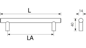 Stangengriff Leinefelde-Worbis Edelstahl gebürstet - 520 mm lang  vor weißem Hintergrund