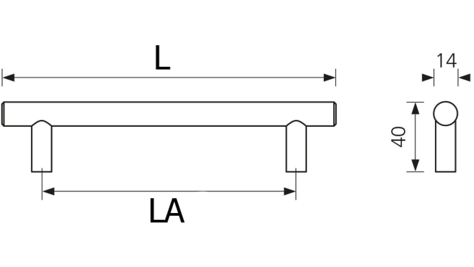 Stangengriff Leinefelde-Worbis Edelstahl gebürstet - 520 mm lang  vor weißem Hintergrund