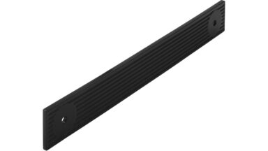 Unterlage Ganderkesee Druckguss schwarz matt pulverbeschichtet - 190 mm lang  vor weißem Hintergrund