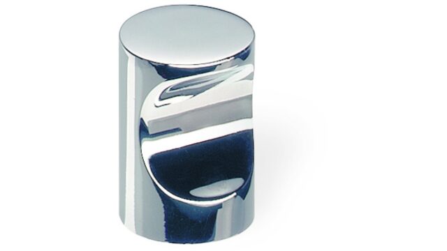 Zylinderknopf Bad-Rappenau Messing verchromt poliert - 15 mm lang vor weißem Hintergrund