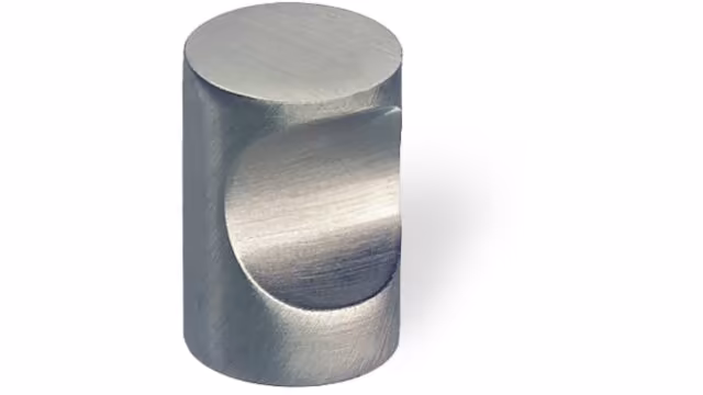 Zylinderknopf Bad-Rappenau Messing edelstahlfinish - 21 mm lang vor weißem Hintergrund