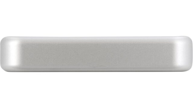 Griff Mönchengladbach Kunststoff metallisiert weißaluminium - 108 mm lang  vor weißem Hintergrund