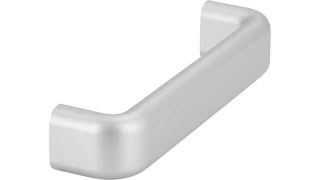 Griff Mönchengladbach Kunststoff metallisiert weißaluminium - 108 mm lang  vor weißem Hintergrund