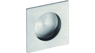 Muschelgriff Bad-Camberg Edelstahl gebürstet - 69 mm lang  vor weißem Hintergrund