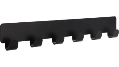Hakenleiste sk Hainburg Stahl schwarz matt pulverbeschichtet - 240 mm lang vor weißem Hintergrund