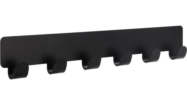 Hakenleiste sk Hainburg Stahl schwarz matt pulverbeschichtet - 240 mm lang vor weißem Hintergrund