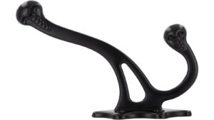 Haken Meßstetten Druckguss schwarz matt pulverbeschichtet - 147 mm lang  vor weißem Hintergrund