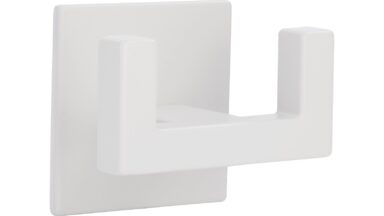 Haken sk Wolmirstedt Druckguss weiß pulverbeschichtet - 50 mm lang vor weißem Hintergrund