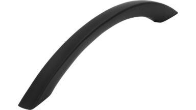 Griff Castrop-Rauxel Kunststoff schwarz matt - 166 mm lang  vor weißem Hintergrund