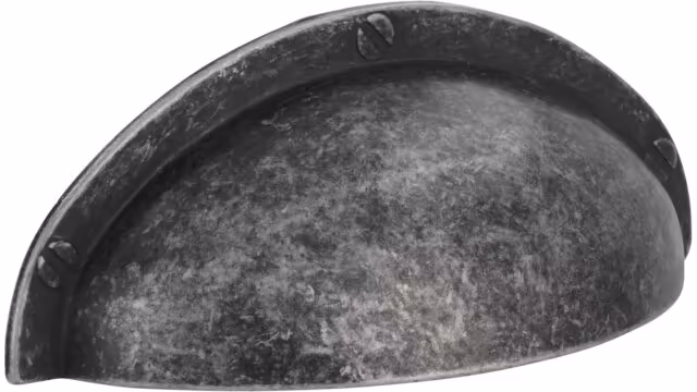 Griff Horn-Bad-Meinberg Druckguss  Silber antik - 85 mm lang  vor weißem Hintergrund