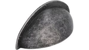 Moebelgriff-Horn-Bad-Meinberg-silber-messing-Zinkdruckguss-laenge-85-814948-seitlich Griff Horn-Bad-Meinberg Druckguss Silber antik - 85 mm lang vor weißem Hintergrund
