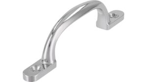 Griff Hünstetten Druckguss chrom glänzend - 102 mm lang  vor weißem Hintergrund