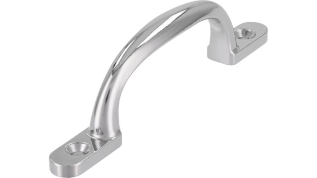 Griff Hünstetten Druckguss chrom glänzend - 102 mm lang  vor weißem Hintergrund