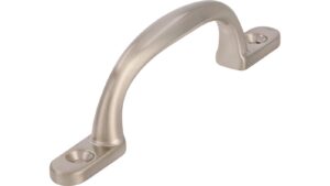 Griff Hünstetten Druckguss vernickelt feingeschliffen - 102 mm lang  vor weißem Hintergrund