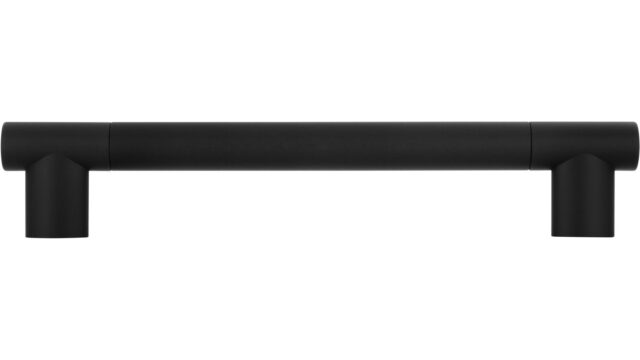 Griff Kerpen Kunststoff schwarz matt - 154 mm lang  vor weißem Hintergrund