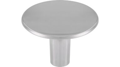 Knopf Betzdorf Druckguss chrom glänzend - 38 mm lang  vor weißem Hintergrund