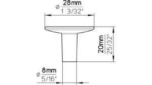 Knopf Betzdorf Druckguss schwarz matt pulverbeschichtet - 28 mm lang  vor weißem Hintergrund